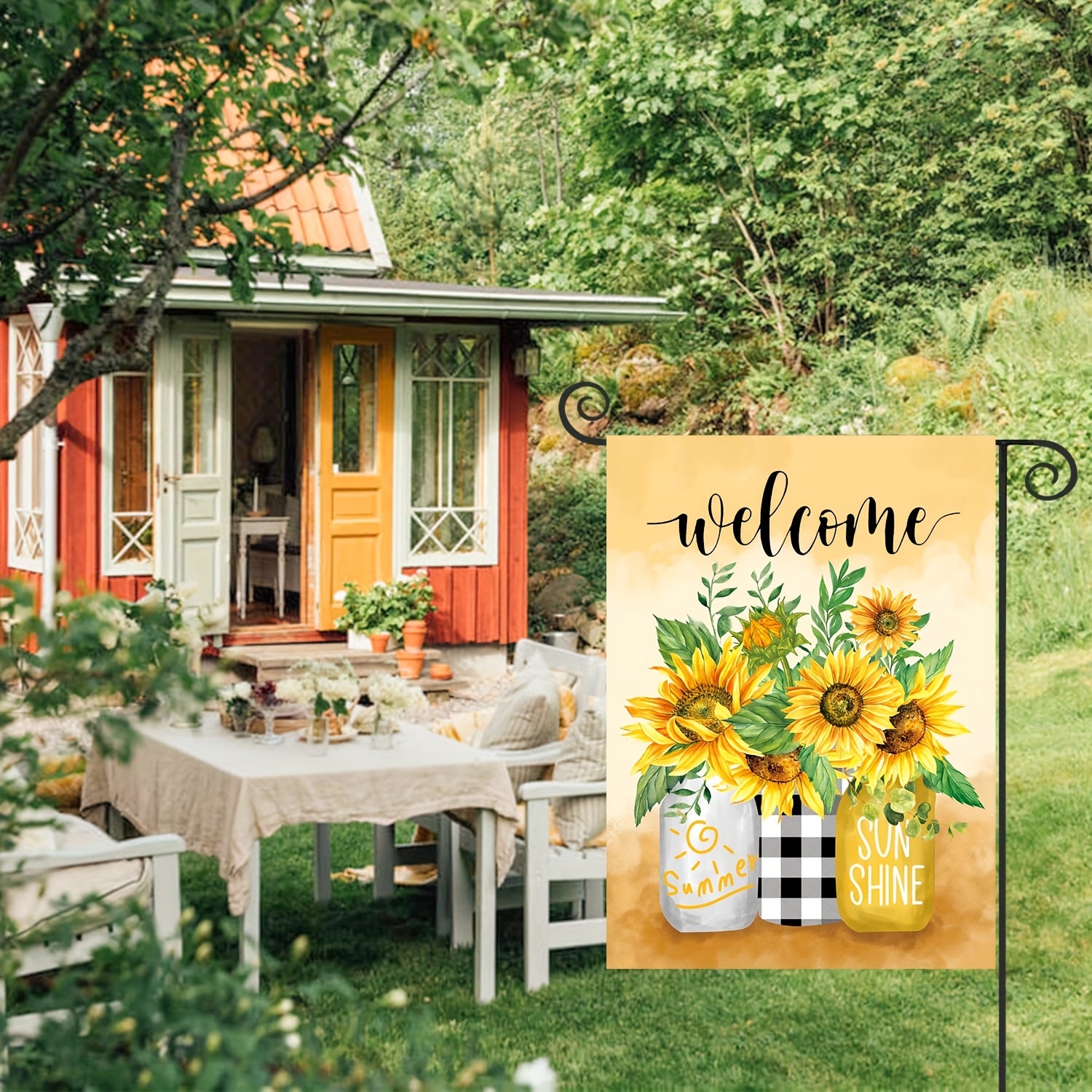 Seasonal Garden Flags Set of 12, Double-Sided Printed 12 x 18 Inches (30 x 45cm) Yard Flags, Outdoor Small Garden Flags, Autumn Winter Halloween Christmas Outdoor Flags, Four Seasons Holiday Garden Flags