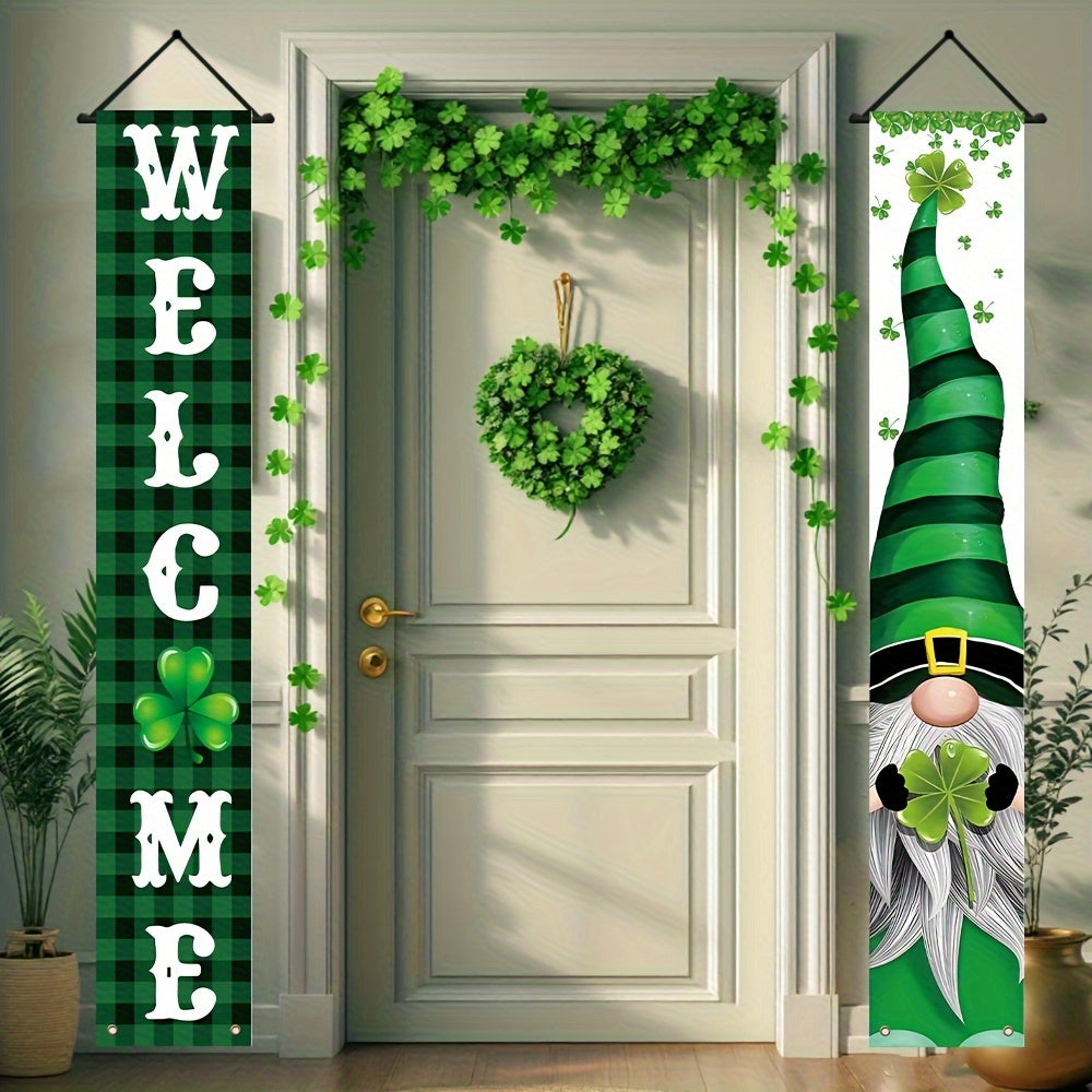 2D Door Banner, St. Patrick'S Day Double Door Banner- Festive Polyester Decor with \