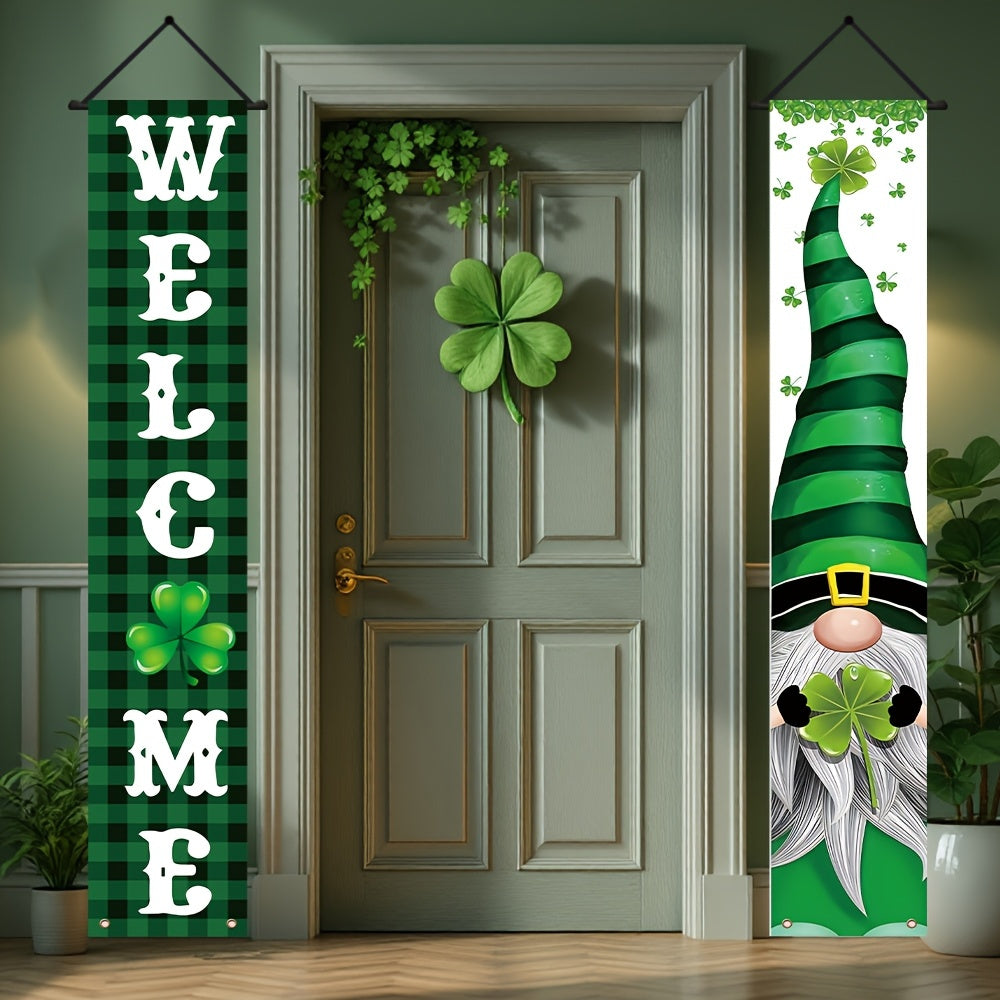 2D Door Banner, St. Patrick'S Day Double Door Banner- Festive Polyester Decor with \
