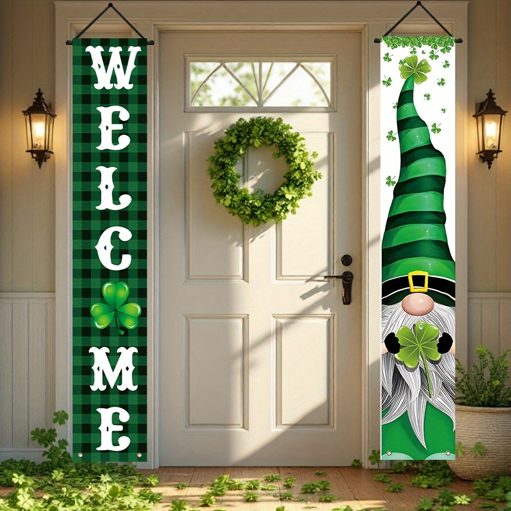 2D Door Banner, St. Patrick'S Day Double Door Banner- Festive Polyester Decor with \