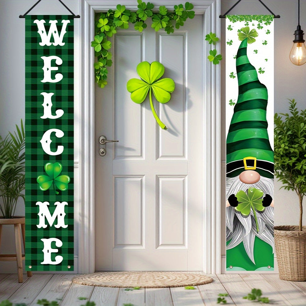 2D Door Banner, St. Patrick'S Day Double Door Banner- Festive Polyester Decor with \