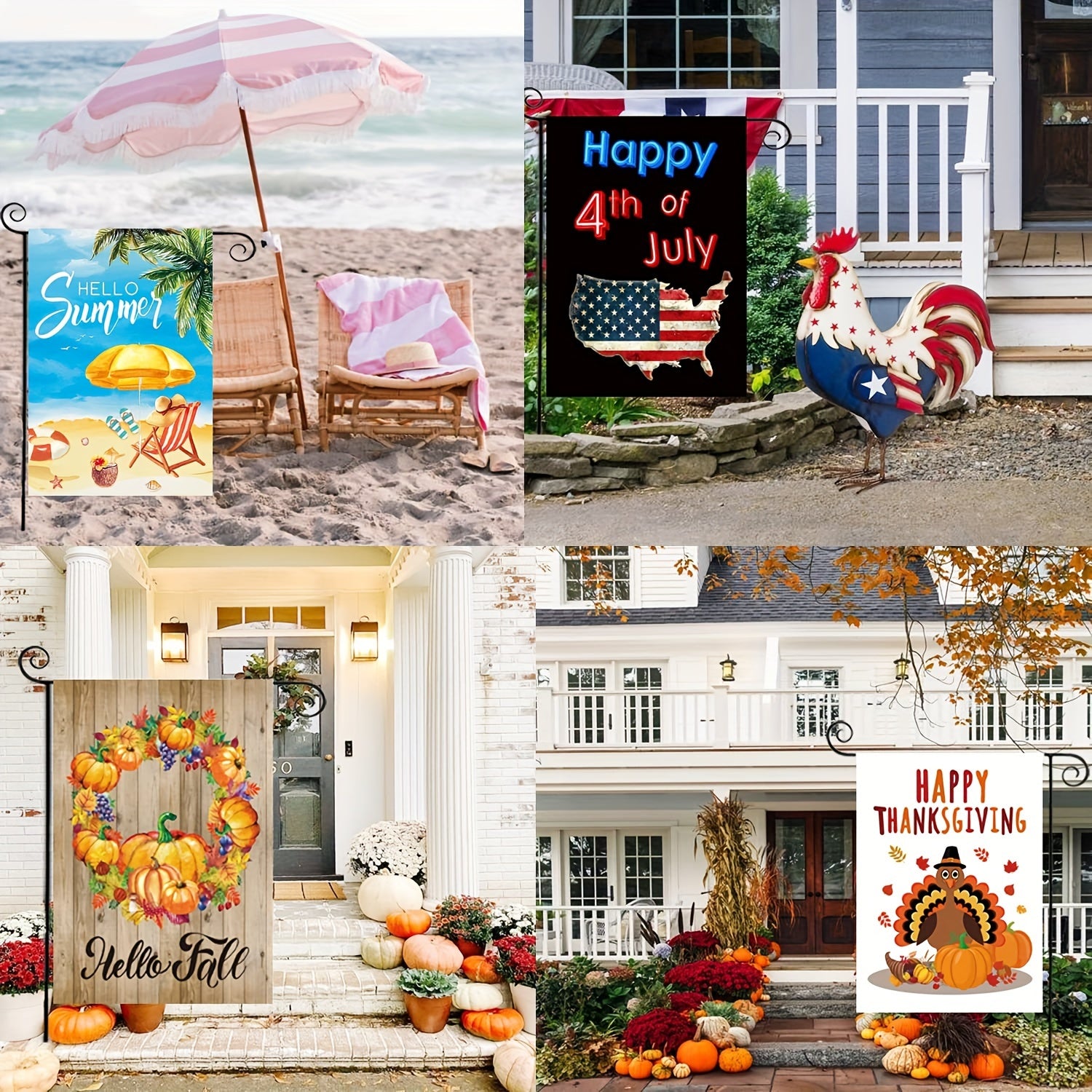 Seasonal Garden Flag Set Of 12 Double Sided 12 X 18 Inch Yard Flag, Small Garden Flags For Outside, Christmas Halloween Easter Valentine'S Day Outdoor Decor, Winter Spring Seasonal Flag For Outdoor Holiday Decorations